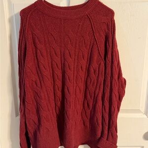 Aerie Women's Cable Knit Sweater - Deep Red